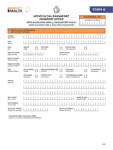 maltese passport application form a.